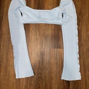 Light Blue Long Sleeve Crop Top